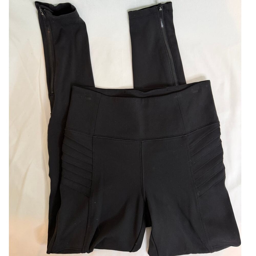 Athleta Delancey Moto‎ Leggings Black XS Zipper Ankle High Rise Pockets